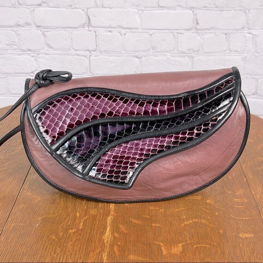 Vintage Leather Half Moon Flap Front BOHO Shoulder Mini Bag
